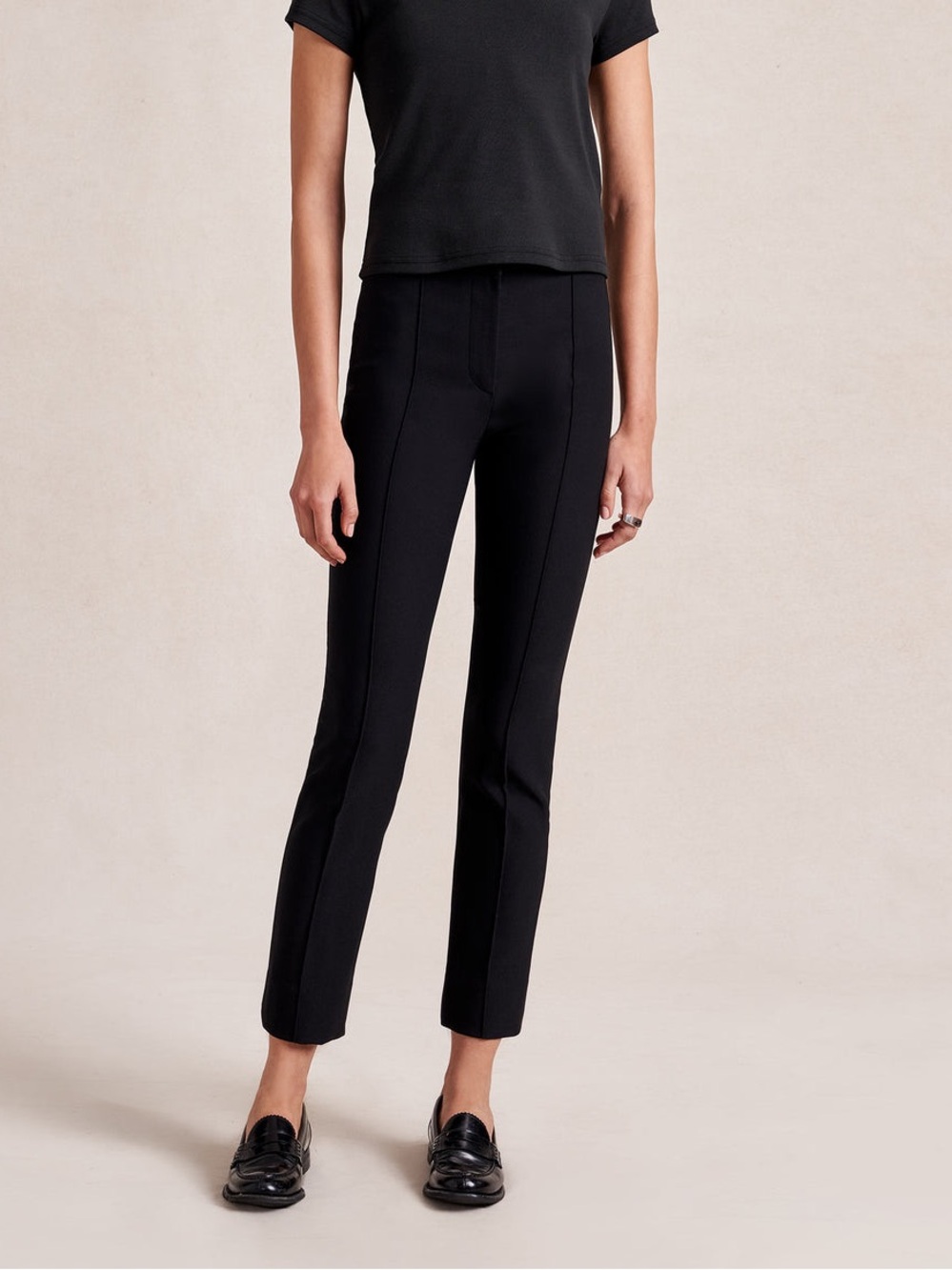 La Ligne Black Slim Ankle Trouser Pants With Zippers Sleek Stretch Size Small